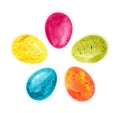 Colorful watercolor eggs on white background vector