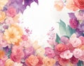 Colorful watercolor floral background . AI