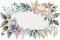 Colorful Watercolor Floral frame for Spring Invitations.