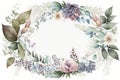 Colorful Watercolor Floral Frame for Spring Invitations.