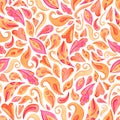 Colorful watercolor flower petals seamless pattern on white background. Hand painted design element