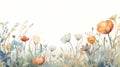 colorful watercolor of flowers with copy space on white background generative ai