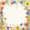 Colorful Watercolor Flowers Frame For Invitations And Pageviews