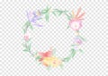 A colorful Watercolor flowers and green leafs on the circle crownd with branch and rope, beautiful floral frame banner vectors on Royalty Free Stock Photo