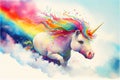 Colourful fun baby unicorn running