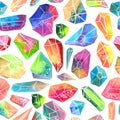Colorful watercolor gem pattern, beautiful crystal pattern