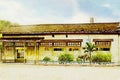 Colorful watercolor hand-painted art illustration : Taiwan`s old train / Railway station