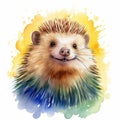 Colorful Watercolor Hedgehog Illustration For Kids