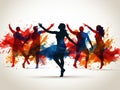 Colorful Watercolor Illustrated Dance on White Background