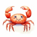 Colorful Watercolor Illustration Of A Cute Crab