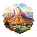 Colorful Watercolor Landscape Sticker Of Sedona, Arizona