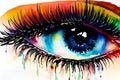 Colorful watercolor make-up on eye Royalty Free Stock Photo