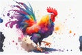 Chicken bird rainbow watercolor Royalty Free Stock Photo