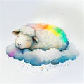 Cute sheep lamb rainbow