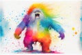 Colorful rainbow cute adorable Abominable Snowman Yeti bear watercolor painting Royalty Free Stock Photo