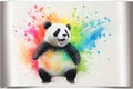 Colorful rainbow cute adorable cheerful happy panda bear watercolor painting Royalty Free Stock Photo