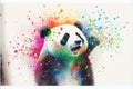 Colorful rainbow cute adorable cheerful happy panda bear watercolor painting Royalty Free Stock Photo