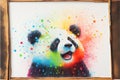 Colorful rainbow cute adorable cheerful happy panda bear watercolor painting Royalty Free Stock Photo