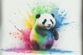 Colorful rainbow cute adorable cheerful happy panda bear watercolor painting Royalty Free Stock Photo