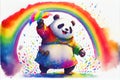 Colorful rainbow anthropomorphic LGBT Red Panda watercolor painting animal animals