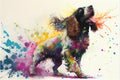 Colorful rainbow Cocker Spaniel dog watercolor painting Royalty Free Stock Photo