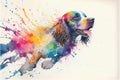 Colorful rainbow Cocker Spaniel dog watercolor painting Royalty Free Stock Photo