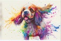 Colorful rainbow Cocker Spaniel dog watercolor painting Royalty Free Stock Photo