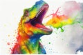 Colorful colourful Tyrannosaurus rex dinosaur dino TRex watercolor illustration Royalty Free Stock Photo