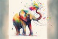 Colorful rainbow Elephant trunk watercolor painting