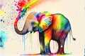 Colorful rainbow Elephant trunk watercolor painting Royalty Free Stock Photo