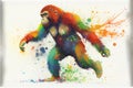 Colorful Orangutan primate painting