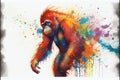 Colorful Orangutan primate painting