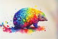 Colourful rainbow Pangolin watercolour painting animal animals