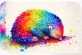 Colourful rainbow Pangolin watercolor painting animal animals