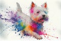 Colorful white West Highland Terrier dog painting