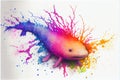 Colorful colourful axolotl animal watercolor illustration