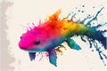 Colorful colourful axolotl animal watercolor illustration