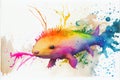 Colorful colourful axolotl animal watercolor illustration