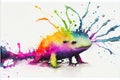 Colorful colourful Axolotl watercolor illustration