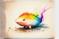 Colorful colourful Axolotl watercolor illustration