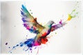 Colorful colourful dove of peace bird watercolor illustration