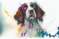 English Springer Spaniel pet dog watercolor illustration