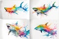 Colorful colourful shark watercolorillustration