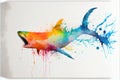 Colorful colourful shark watercolorillustration