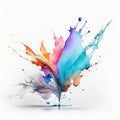 Colorful watercolor paint splashes isolated on white background. 3d rendering Generative AI Generative AI Royalty Free Stock Photo