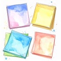 Colorful Watercolor Paper Squares Stack Royalty Free Stock Photo