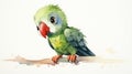 Colorful Watercolor Parrot Illustration With Studio Ghibli Vibes Royalty Free Stock Photo
