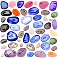 Colorful watercolor pebbles stones rare gems