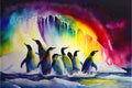 Colorful Emperor Penguin birds colony group on the march Penguins Royalty Free Stock Photo