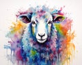 colorful watercolor of a sheep animal. Royalty Free Stock Photo